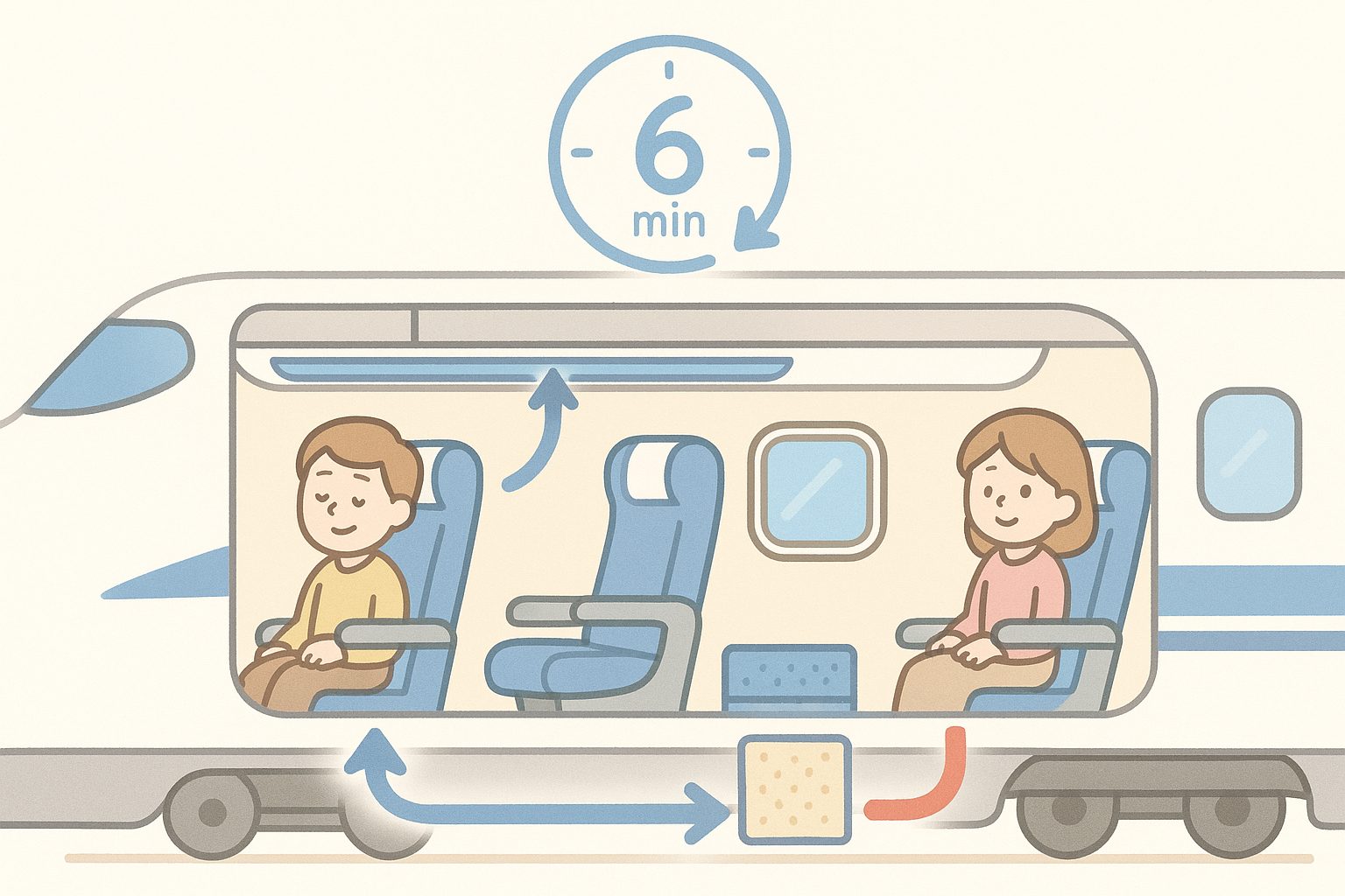 新幹線の空気の入れ替えは約6分