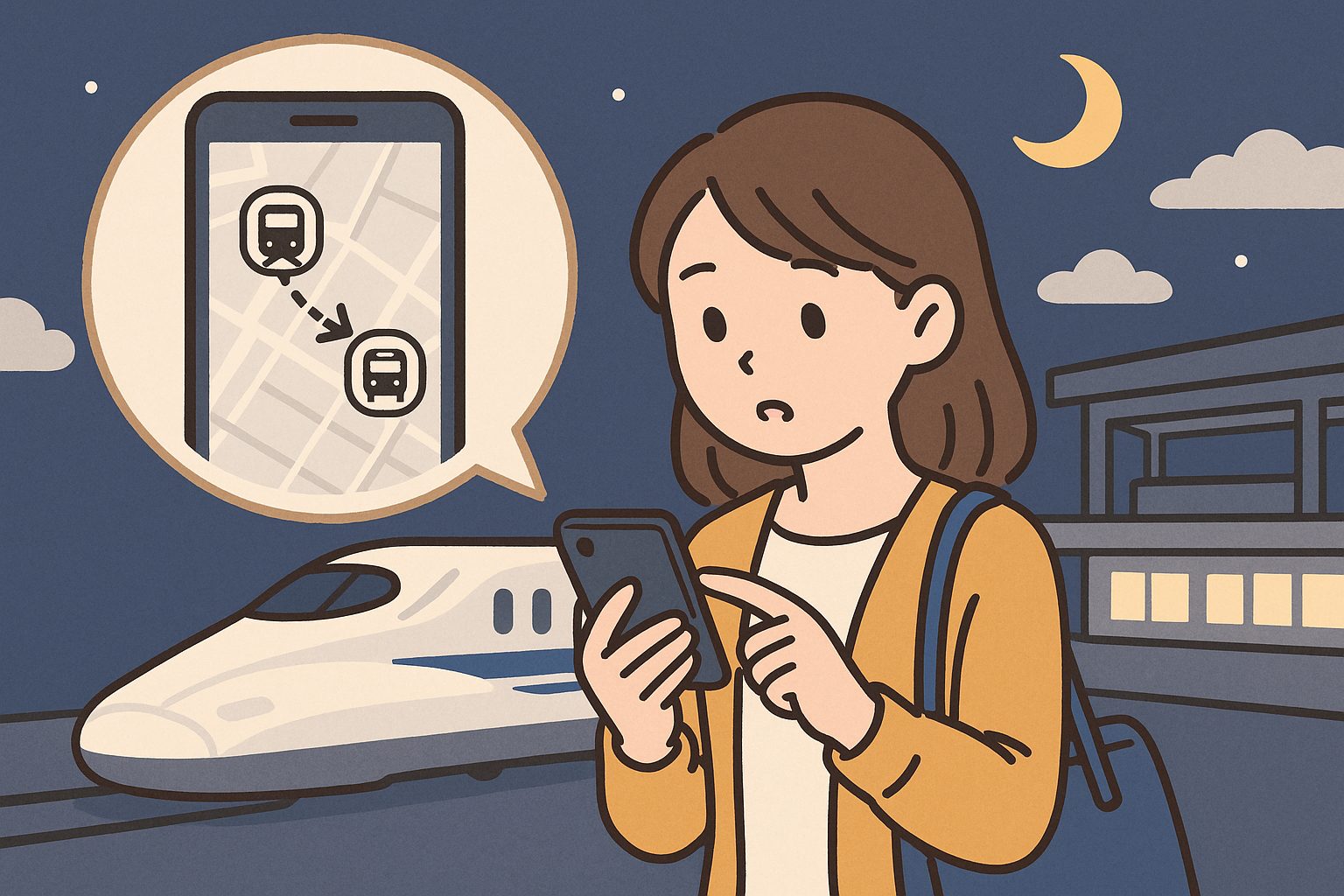 深夜の振替ルートを即検索